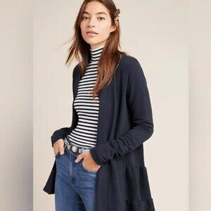 Anthropologie Lila Tiered Babydoll Cardigan in Black, Size Small
